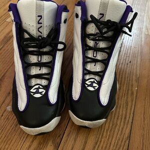 Jordan Kids Black, White, and Purple Sneakers